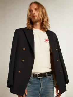 Discount Golden Goose Camiseta Masculina na cor branco heritage com logo CNY Cor: branco heritage