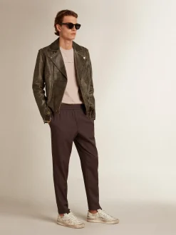 Store Golden Goose Camiseta masculina rosa pálido com escrita no centro Cor: rosa pálido