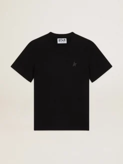 Discount Golden Goose Camiseta preta Coleção Star com estrela tom sobre tom na frente Cor: preto