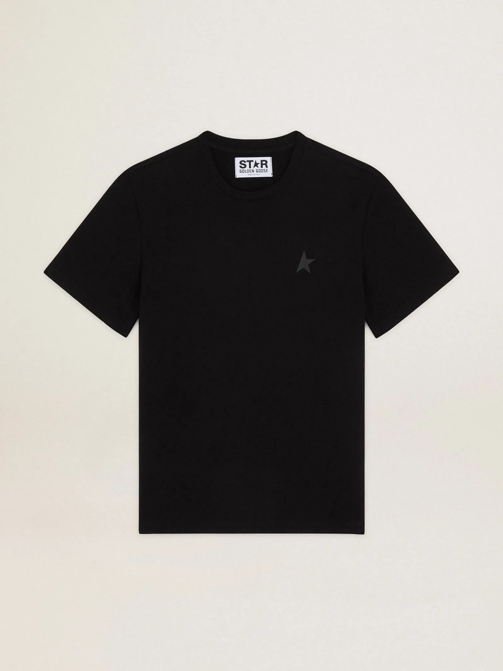 Discount Golden Goose Camiseta preta Coleção Star com estrela tom sobre tom na frente Cor: preto