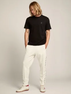 Discount Golden Goose Camiseta preta Coleção Star com estrela tom sobre tom na frente Cor: preto