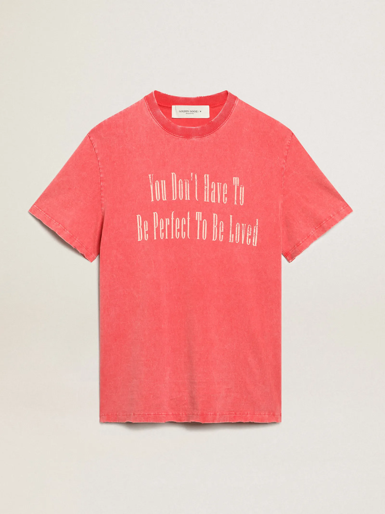 Clearance Golden Goose Camiseta vermelha com escrita estampada na cor cru Cor: vermelho tango
