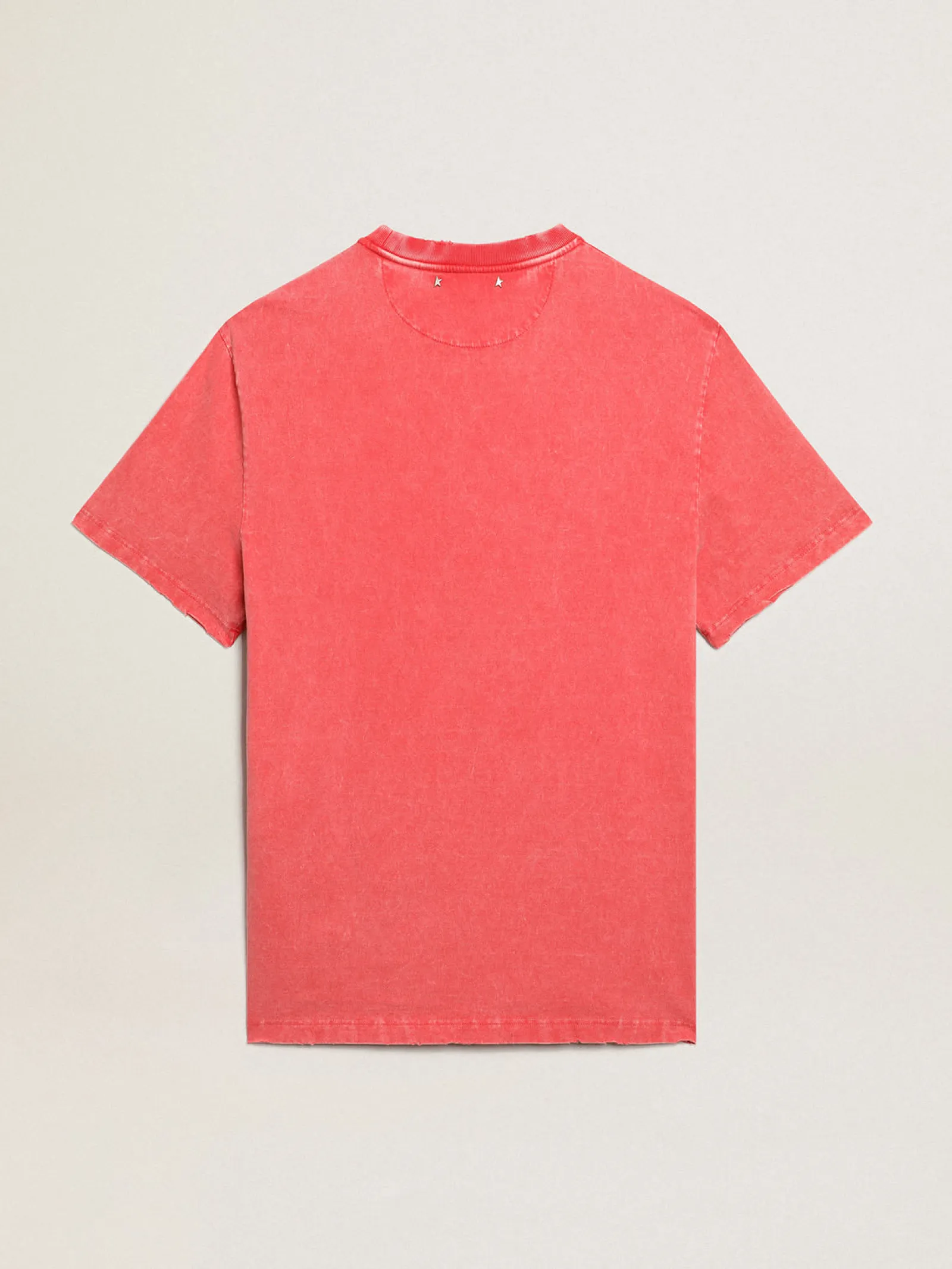 Clearance Golden Goose Camiseta vermelha com escrita estampada na cor cru Cor: vermelho tango