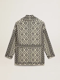 Hot Golden Goose Cardigã cor de papiro de lã com motivo jacquard e cristais Cor: papiro