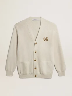 Store Golden Goose Cardigã de algodão no branco usado com fecho com botões dourados Cor: branco usado