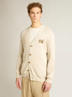 Store Golden Goose Cardigã de algodão no branco usado com fecho com botões dourados Cor: branco usado