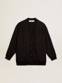 Flash Sale Golden Goose Cardigã feminino preto com bordado degradê Coleção Journey