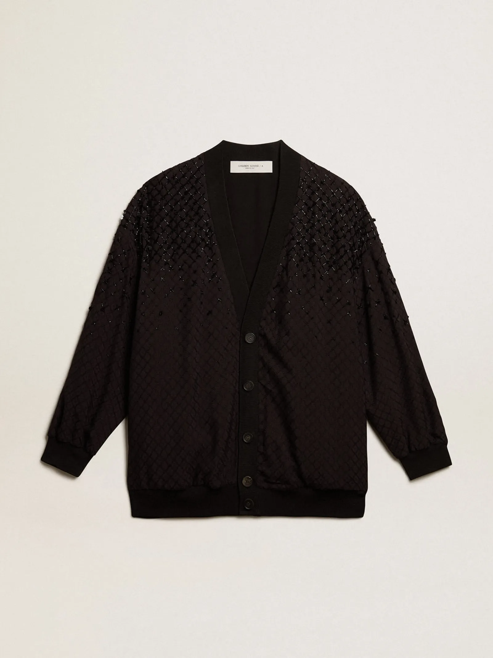 Flash Sale Golden Goose Cardigã feminino preto com bordado degradê Coleção Journey