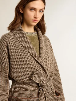 Discount Golden Goose Cardigã longo marrom com cinto Coleção Journey