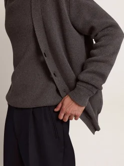 Discount Golden Goose Cardigã masculino de algodão cinza mescla com logo nas costas Cor: cinza mescla escuro