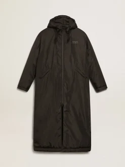 Hot Golden Goose Casaco acolchoado longo feminino preto com capuz Cor: preto