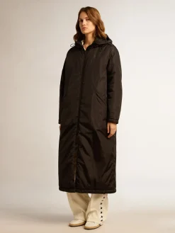 Hot Golden Goose Casaco acolchoado longo feminino preto com capuz Cor: preto