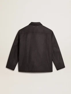 Flash Sale Golden Goose Casaco de lã cinza mescla com fecho com botões Cor: cinza mescla escuro
