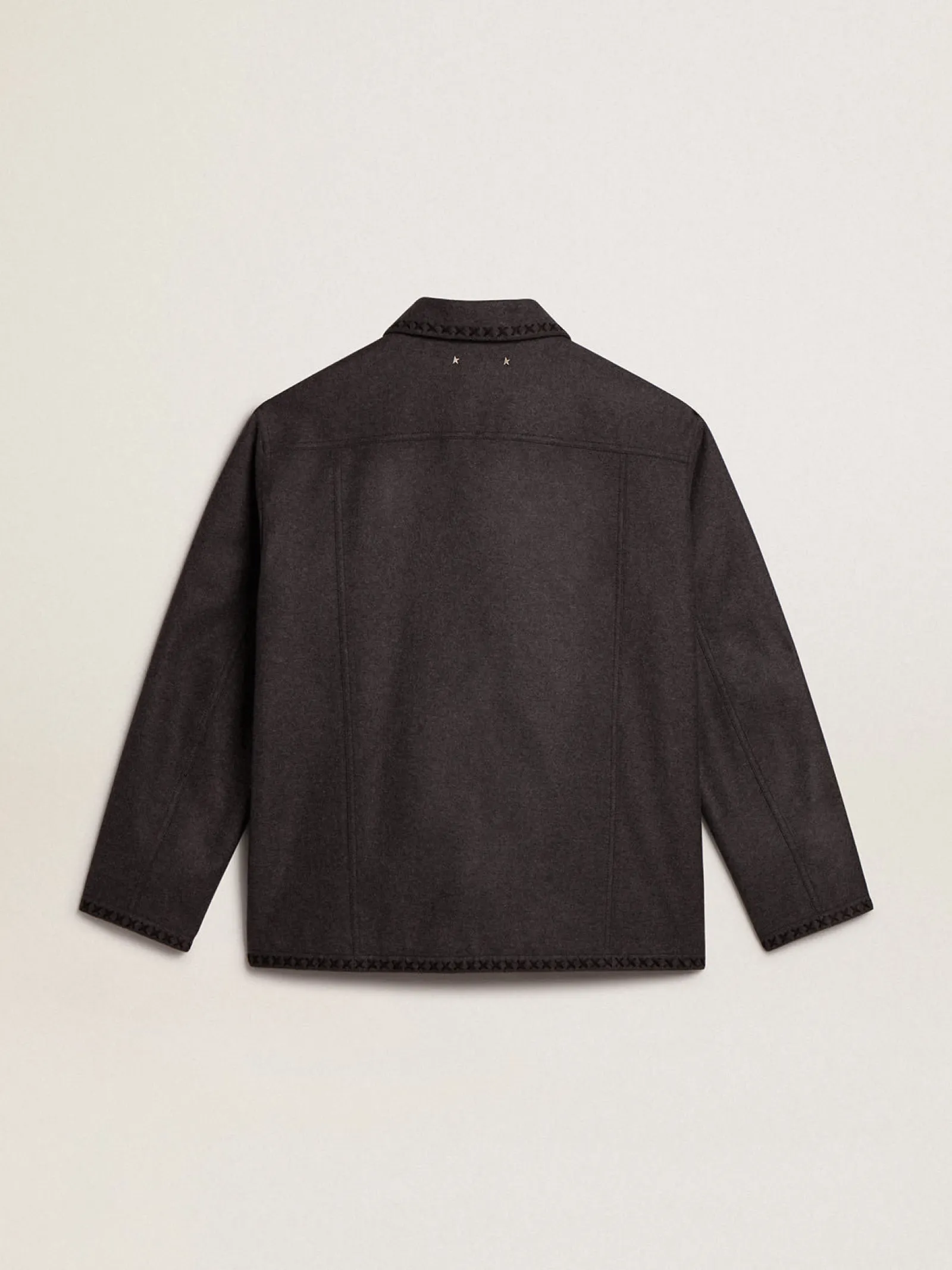 Flash Sale Golden Goose Casaco de lã cinza mescla com fecho com botões Cor: cinza mescla escuro