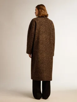 Discount Golden Goose Casaco feminino de abotoamento simples tipo cocoon de lã com motivo jacquard Cor: animal print