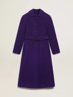 Outlet Golden Goose Casaco feminino de lã roxo índigo e forro com estampa Cor: roxo índigo