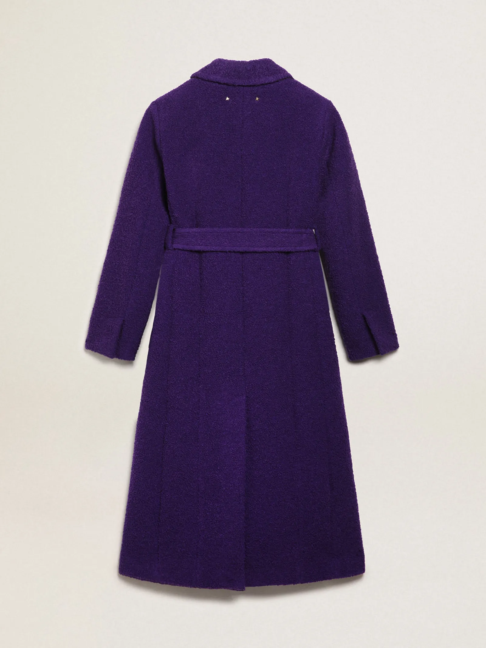 Outlet Golden Goose Casaco feminino de lã roxo índigo e forro com estampa Cor: roxo índigo