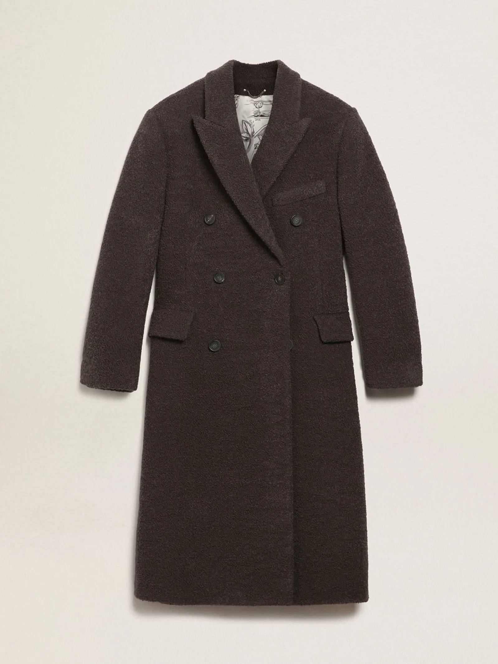 Sale Golden Goose Casaco masculino de abotoamento duplo de lã buclé cor alcaçuz Cor: alcaçuz