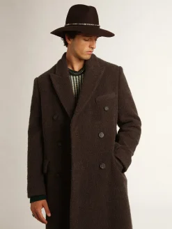 Sale Golden Goose Casaco masculino de abotoamento duplo de lã buclé cor alcaçuz Cor: alcaçuz