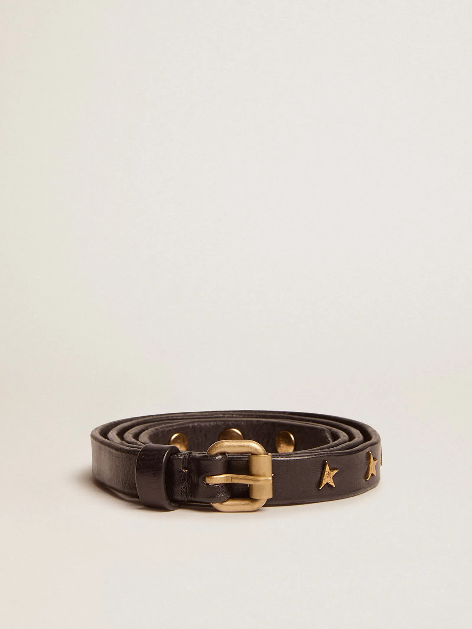 Store Golden Goose Cinto feminino de couro preto com tachas em forma de estrela Cor: preto