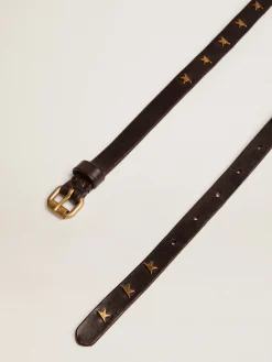 Store Golden Goose Cinto feminino de couro preto com tachas em forma de estrela Cor: preto