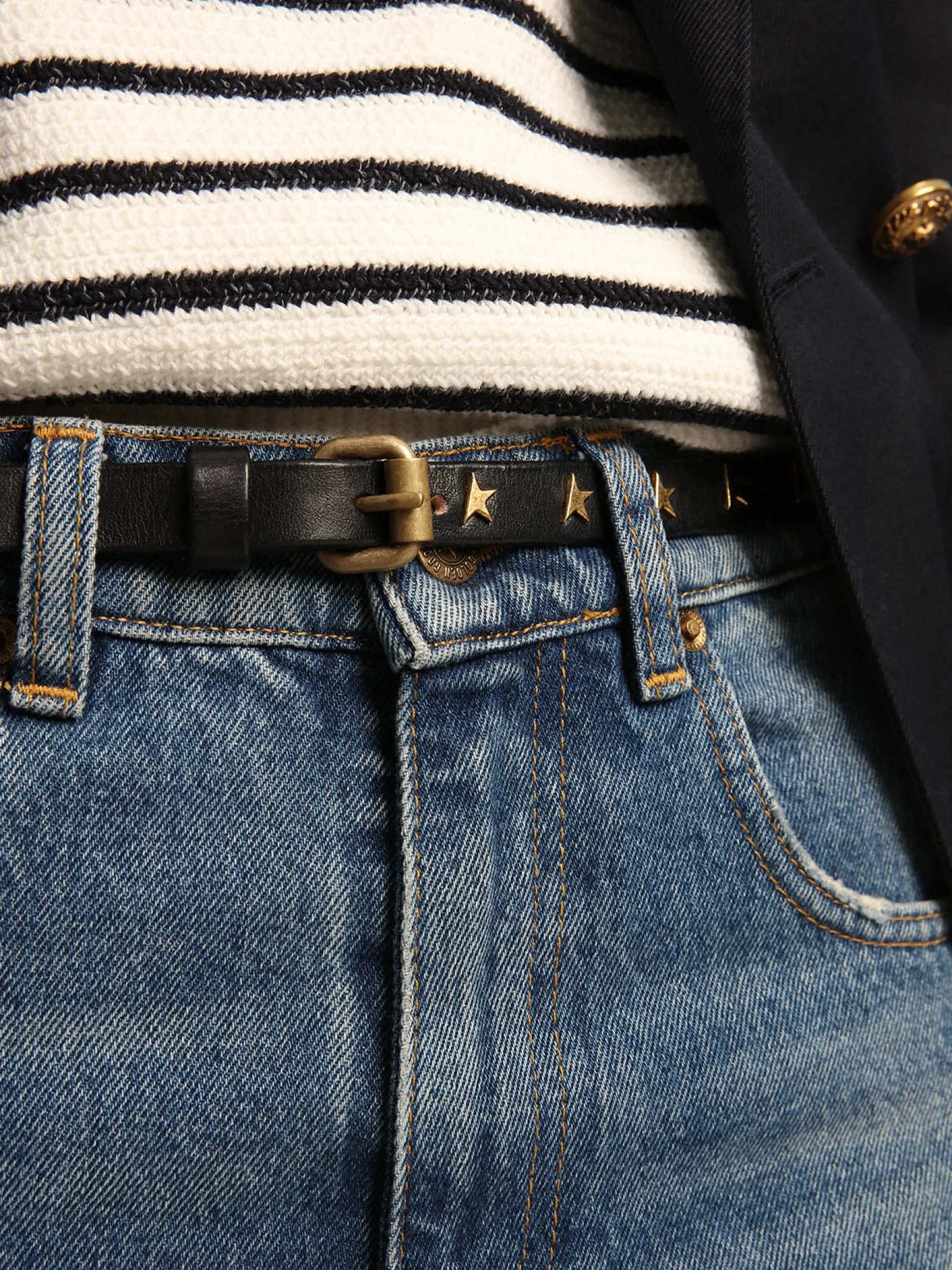 Store Golden Goose Cinto feminino de couro preto com tachas em forma de estrela Cor: preto