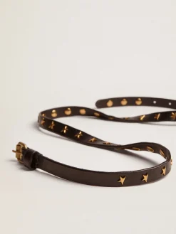 Store Golden Goose Cinto feminino de couro preto com tachas em forma de estrela Cor: preto