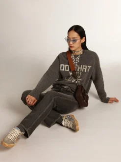 Best Sale Golden Goose Cinto feminino de couro preto com decorações prateadas Cor: preto