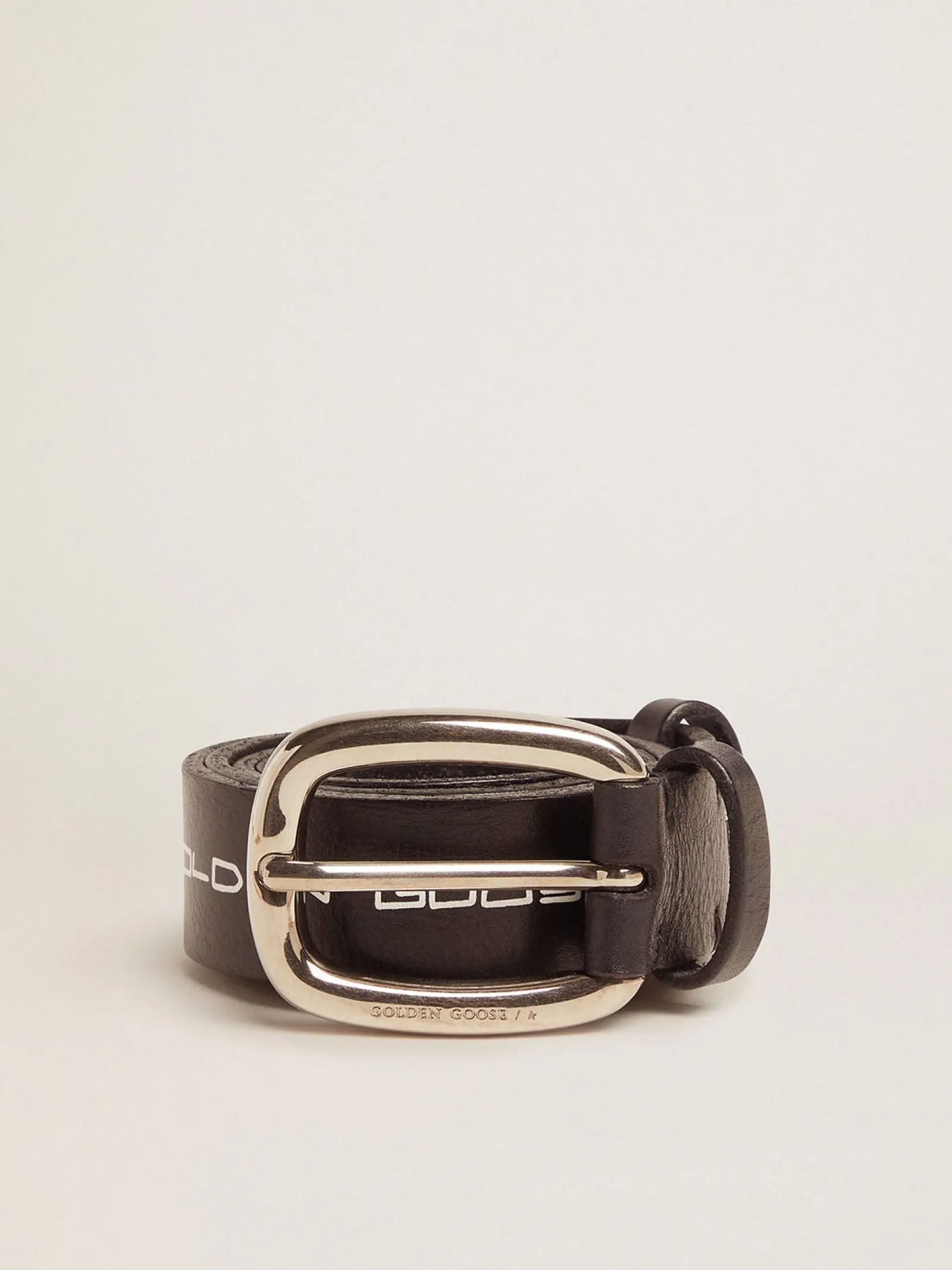 New Golden Goose Cinto Houston de couro preto e inscrição à mão em contraste Cor: preto
