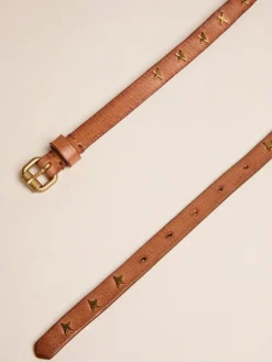 Cheap Golden Goose Cinto Molly de couro marrom com tachas em forma de estrela Cor: marrom