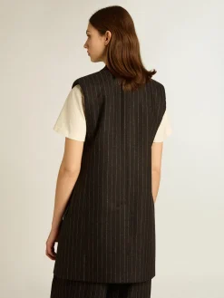 Online Golden Goose Colete feminino de lã cinza mescla Coleção Journey