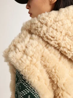 Discount Golden Goose Colete feminino de pele de carneiro dupla face na cor écru Cor: écru