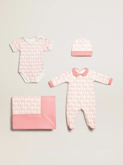 Clearance Golden Goose Conjunto de presente de bebê branco com acabamento e estrela rosa Cor: branco