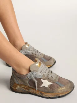 Best Sale Golden Goose Dad-Star feminino de tela e suede havana-rosado Cabedal de tela e suede na cor havana-rosado