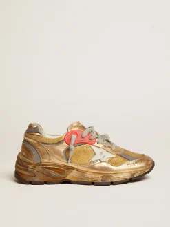 Fashion Golden Goose Dad-Star feminino dourado com estrela branca Cabedal: 50% couro bovino, 28% poliamida, 18% poliuretano têxtil, 4% tecido de vidro