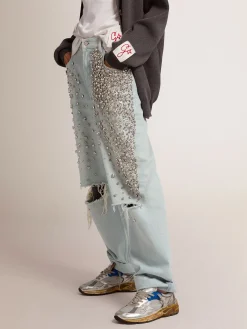 Cheap Golden Goose Dad-Star feminino prateado Cabedal: 50% couro bovino, 28% poliamida, 18% poliuretano têxtil, 4% tecido de vidro