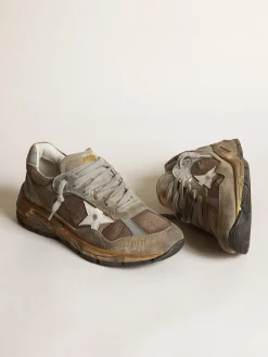 Store Golden Goose Dad-Star masculino de tela e suede havana-rosado Cabedal de tela e suede na cor havana-rosado