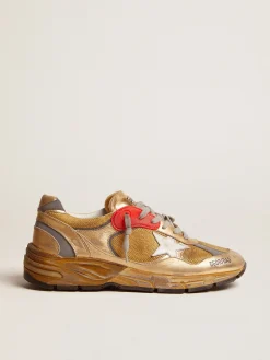 Clearance Golden Goose Dad-Star masculino dourado com acabamento desgastado Cor: ouro