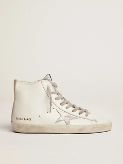 Clearance Golden Goose Francy feminino de couro com estrela de suede Cabedal de couro de bezerro