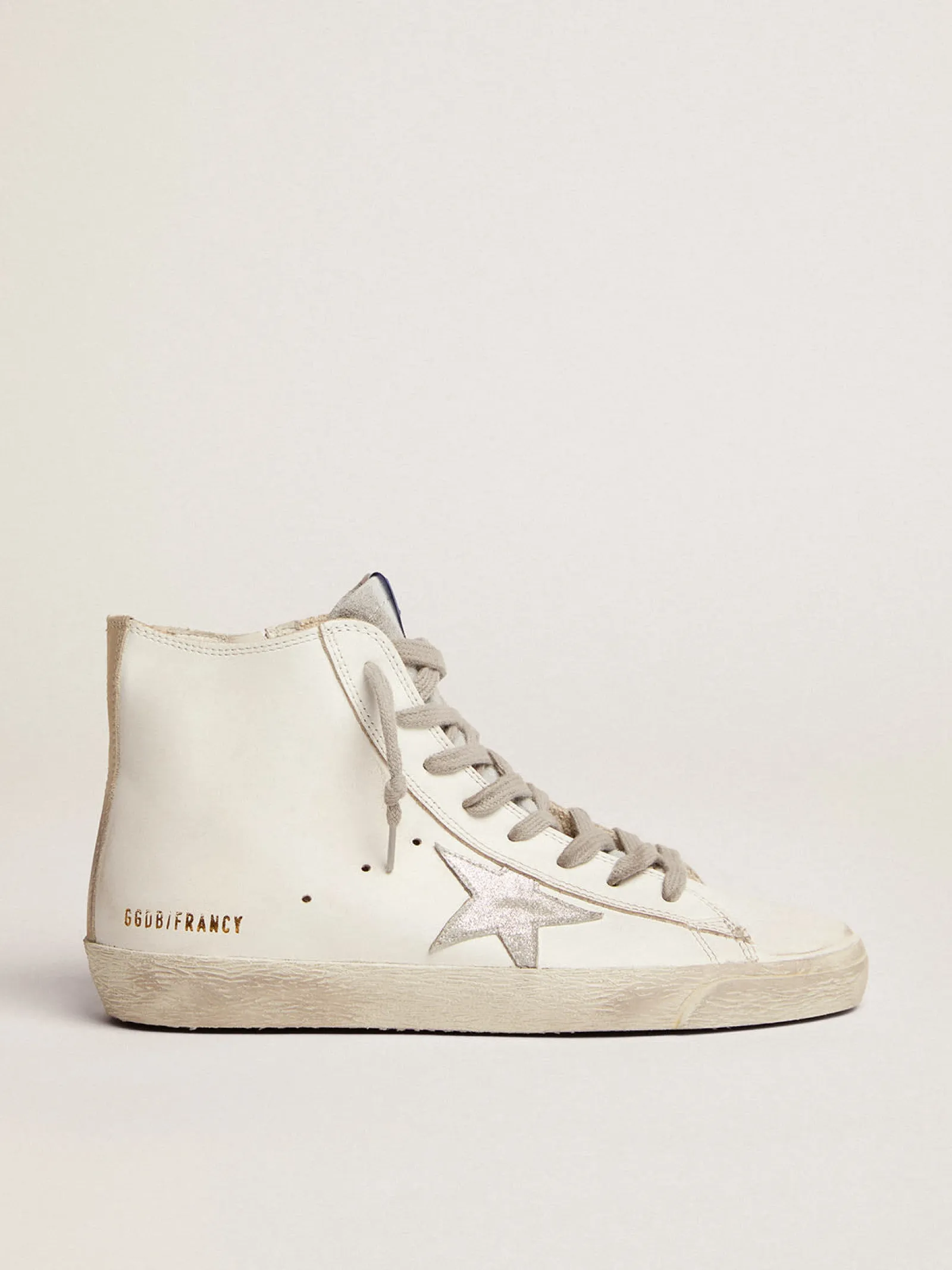 Clearance Golden Goose Francy feminino de couro com estrela de suede Cabedal de couro de bezerro