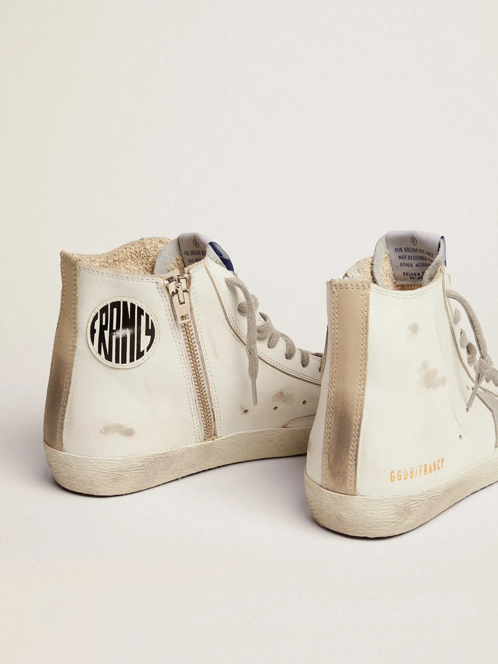 Clearance Golden Goose Francy feminino de couro com estrela de suede Cabedal de couro de bezerro