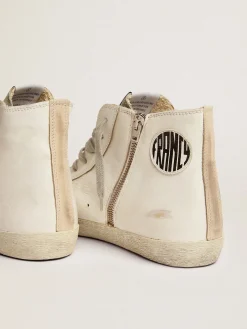Hot Golden Goose Francy masculino de couro com estrela de suede prateado Cabedal de couro de bezerro