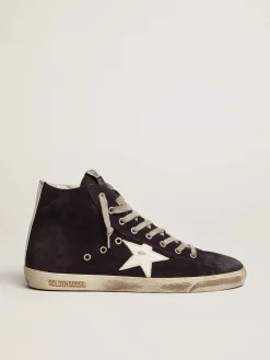Online Golden Goose Francy masculino de couro com estrela e talão de couro Cabedal de couro de bezerro tipo camurça