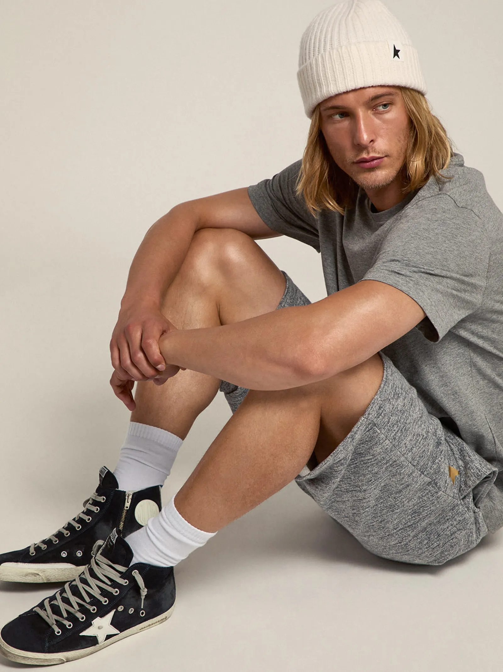 Online Golden Goose Francy masculino de couro com estrela e talão de couro Cabedal de couro de bezerro tipo camurça