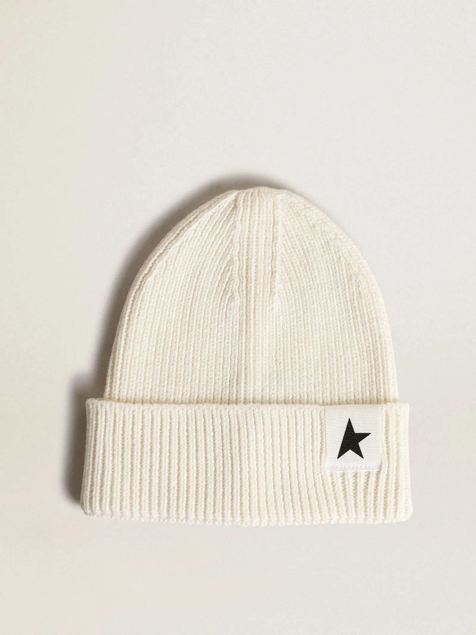 Flash Sale Golden Goose Gorro de algodão branco com estrela preta em contraste Cor: branco sujo