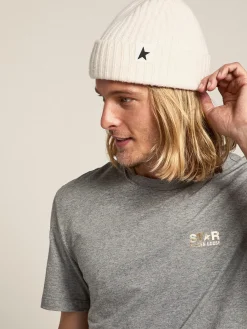 Discount Golden Goose Gorro de lã branca com estrela preta Cor: bege