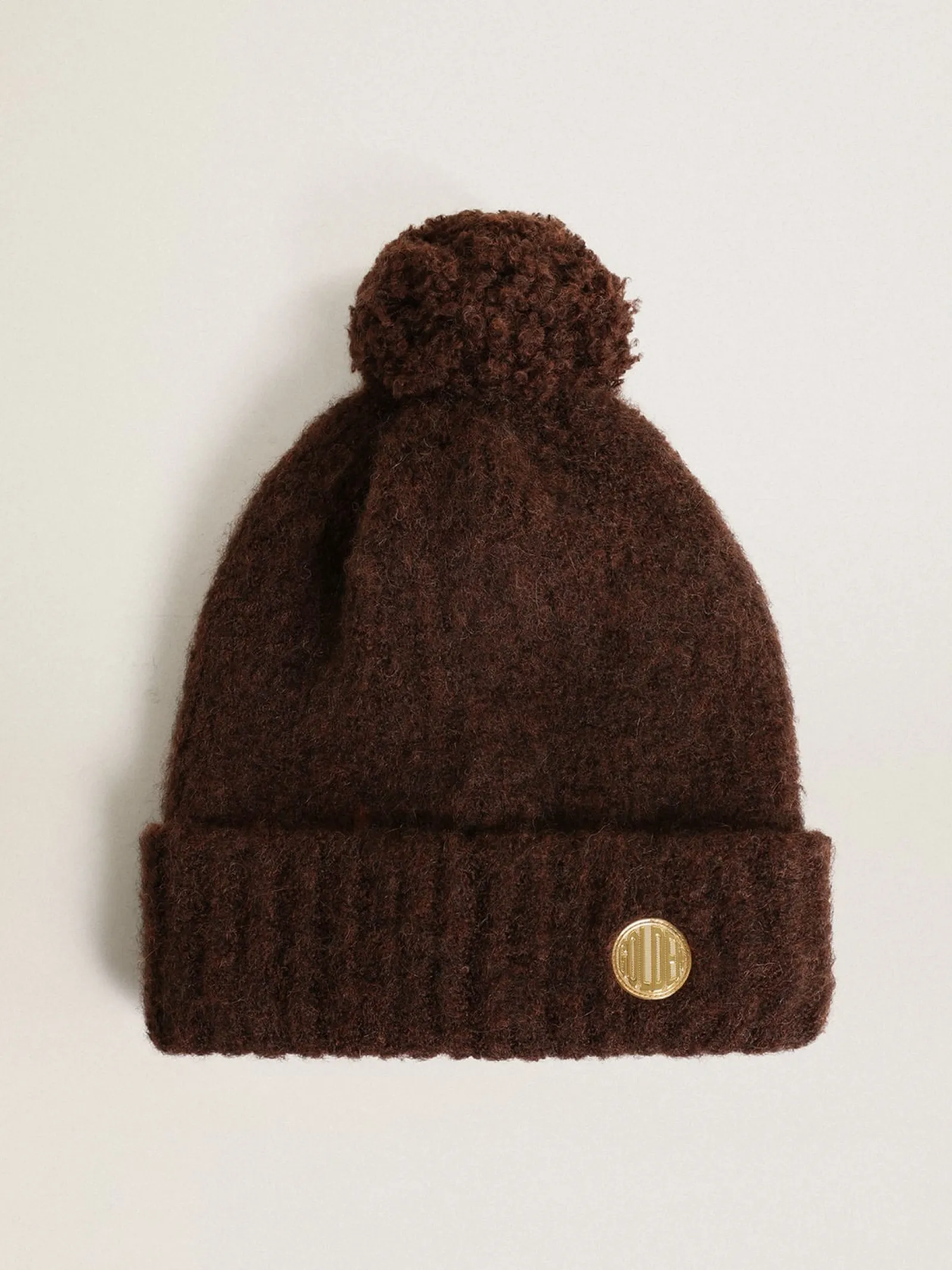 Best Sale Golden Goose Gorro de lã cor café com pompom Cor: café