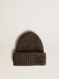 Best Golden Goose Gorro de lã mista de caxemira marrom cinza Coleção Journey