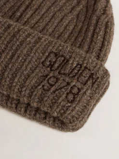 Best Golden Goose Gorro de lã mista de caxemira marrom cinza Coleção Journey