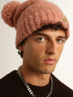 Flash Sale Golden Goose Gorro de lã rosa claro com pompom Cor: rosa tênue